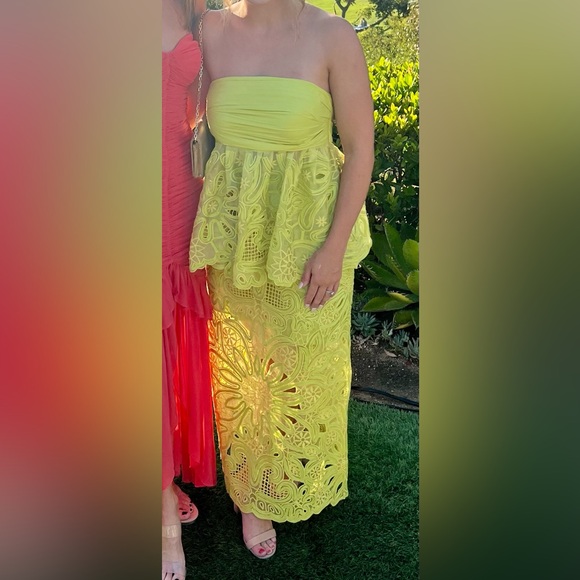 ASOS lime green Cornelli Midi Skirt and Top - Picture 1 of 3